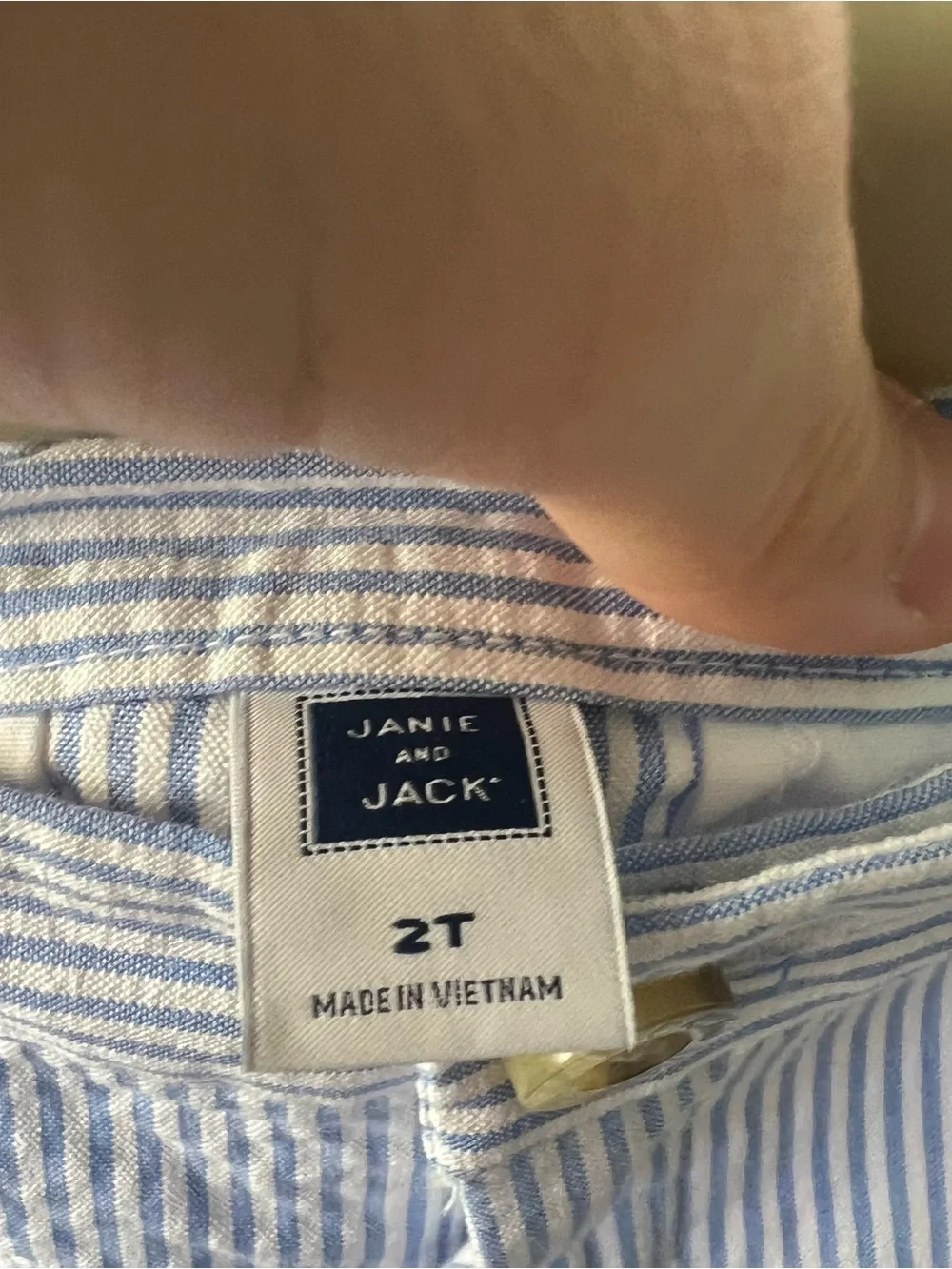 Janie & Jack Seer Sucker Pants Light Blue Stripe Cotton Boys Size 2T Preppy - Picture 7 of 9